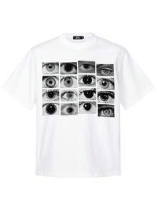 Tiny Spark Áo thun trắng nam phong cách đường phố với họa tiết hình con mắt. - trắng - Xem 2