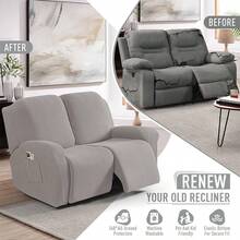 1件套弹力沙发套，沙发躺椅套，高弹力绒面面料，适用于单人/双人/三人沙发 - 銀灰色 - 查看 7