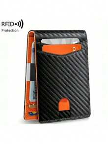 Rfid Carbon Fiber Luxury Men Wallets Money Bag Slim Thin Man Card Holder Wallet For Men Small Short Purse Male Vallet Billfold - Carbon Orange - View 9