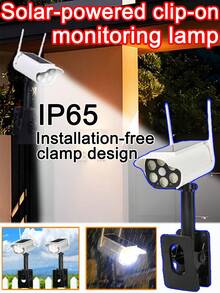 4/2/1pc Solar-Powered Human-Sensing Clip-On Surveillance Lamp - No Installation Required. 66 LEDs, IP65 Rating, 1500mAh Capacity. Dual Charging Via Solar And Type-C Ports. Suitable For Use In Home Gardens, Courtyards, Roads, Doorways, Etc. - Multicolor - View 1
