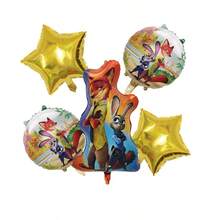 生日派对用品套装，包含朱迪·霍普斯和尼克·王尔德生日快乐横幅、铝箔数字气球和卡通人物装饰品，适合色彩缤纷的卡通主题庆祝派对装饰。 - 如圖 - 查看 8
