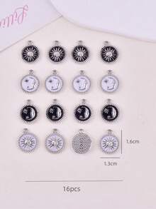 16pcs Assorted Sun & Moon Metal Pendants, Suitable For DIY Jewelry Making Such As Earrings, Necklaces - Multicolor - View 7