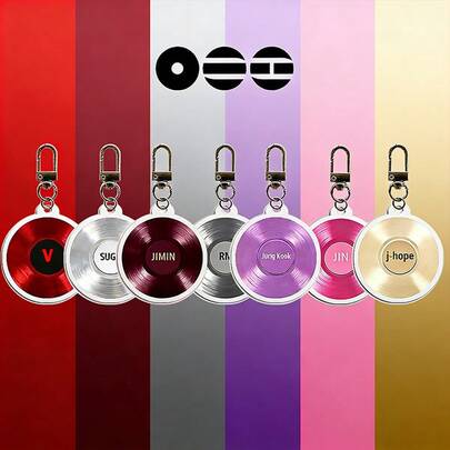 1pc K-Pop "Arirang" Record-Shaped Pendant Keychain, ARMY Must-Have Collectible, Limited Edition RM, JIN, J-HOPE, JIMIN, V Merchandise, Essential For Fan Supporters, Suitable For Backpack Hanging And Car Key Decoration, Korean Pop Music Accessories
