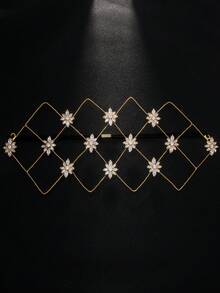 1个镂空面具，独特设计，时尚T台妆容舞会派对配饰 - 金色 - 查看 6