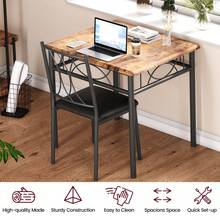 3-teiliges Essgruppe Set mit Esstisch & 2 gepolsterten Stühlen, Platzsparende Sitzgruppe für 2 Personen, Stabiler Küchentisch aus Metall & Holz im Industrie-Design, Esszimmertisch Set für kleine Wohnu - Gepolsterter Sitz - Übersicht 9