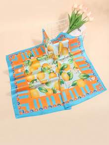 1条70厘米印花围巾/头巾，女士时尚配饰，适合海滩、度假和日常生活，为您的装扮增添亮点 - 藍色 - 查看 3