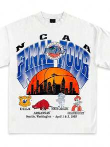 2026 New Everyday Tops. 1995 Basketball Final Four Vintage Tee, Heavy Cotton. Unisex Graphic Top For Sports Fans. - trắng - Xem 7