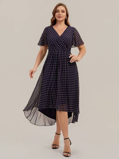 EVERPRETTY 复古雪纺荷叶边不对称伴娘礼服，适合婚礼、派对、毕业典礼、周年纪念、生日、鸡尾酒会、约会、节日、正式晚宴、婚礼宾客、返校节、旅行等各种场合，四季皆宜。