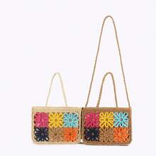 A New Woven Bag With A Floral Pattern, Which Can Be Used As A Handbag Or Shoulder Bag, Suitable For Beach Vacations, Photo Shoots, Leisure Outings, And Commuting For Women. - Màu be - Xem 2