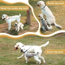 2条装重型不锈钢双头狗牵引绳，适合同时遛两只宠物，大型犬安全牵引绳 - 彩色 - 查看 5