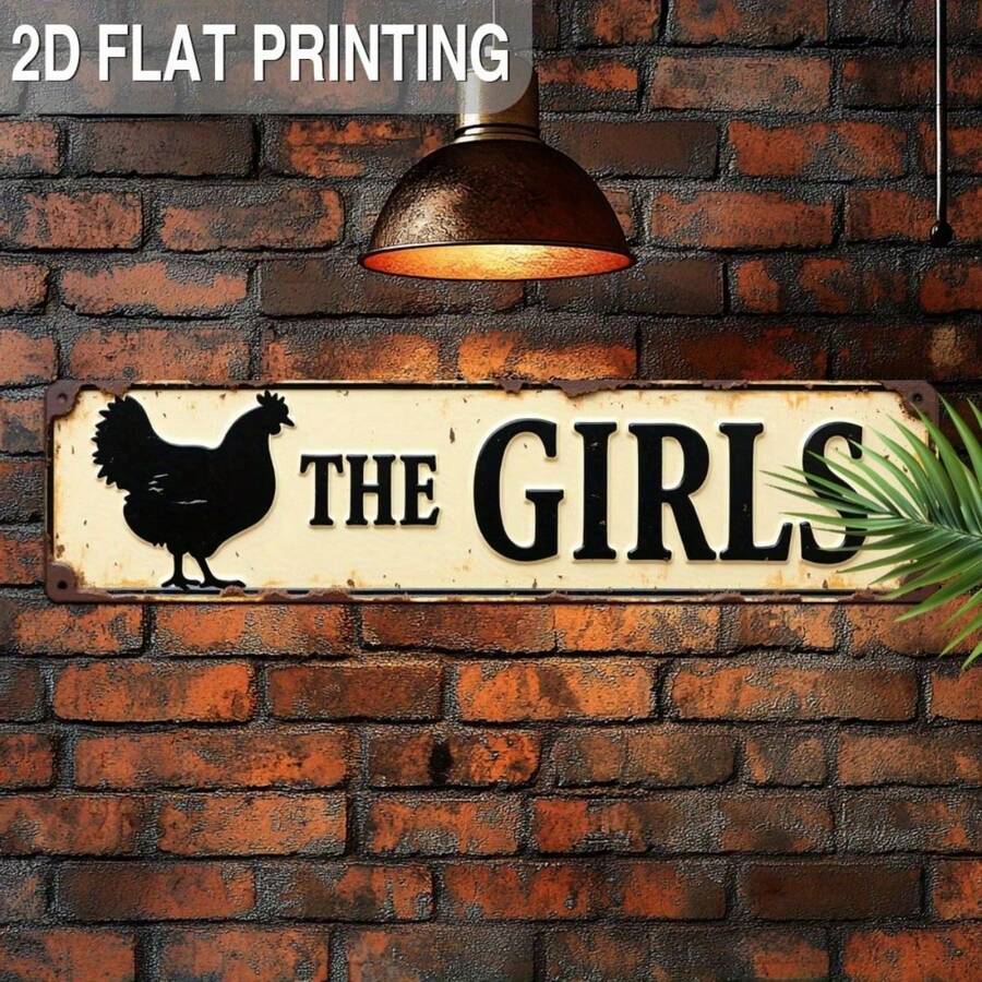 3.9*15.7 Inch 2D Flat Vintage Chicken Silhouette Metal Sign, Rustic Farmhouse Style Long Wall Decor, Durable Iron Material Easy To Hang, Suitable For Kitchen Bedroom Front Door Garden Bar Cafe Soft Decoration, Pastoral Home Art Decor, Housewarming Store Opening Birthday Summer Yard Atmosphere Creative Gift