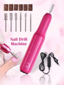Kit de lime à ongles électrique portable, outils de manucure et pédicure, machine à polir les ongles convenant à une utilisation à domicile et en salon - Rose vif - Voir 1