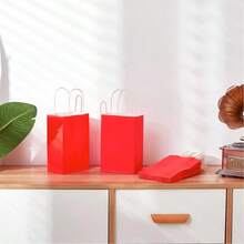 22*16*8厘米 6/12 红白手柄经典节日礼品袋，适用于各种节日和婚礼场合 - 查看 3