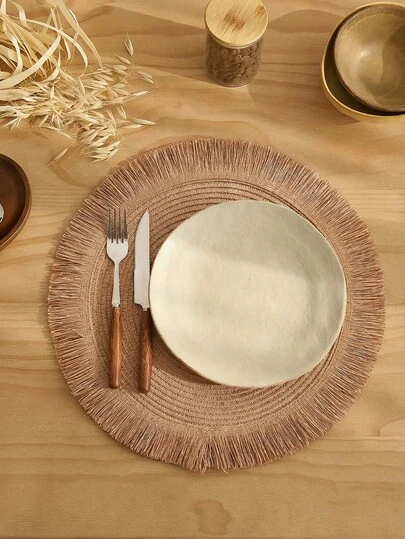 1/4/6/12pcs Bohemian Style Paper Round Placemats, Non-Slip Woven Coasters For Bowls, Plates, Cups, Suitable For Holidays, Parties, Birthdays, Weddings, Dinners, Coffee Tables, Home Decor (Please Note That The Material Of The Mat Is Paper And Cannot Be Washed)