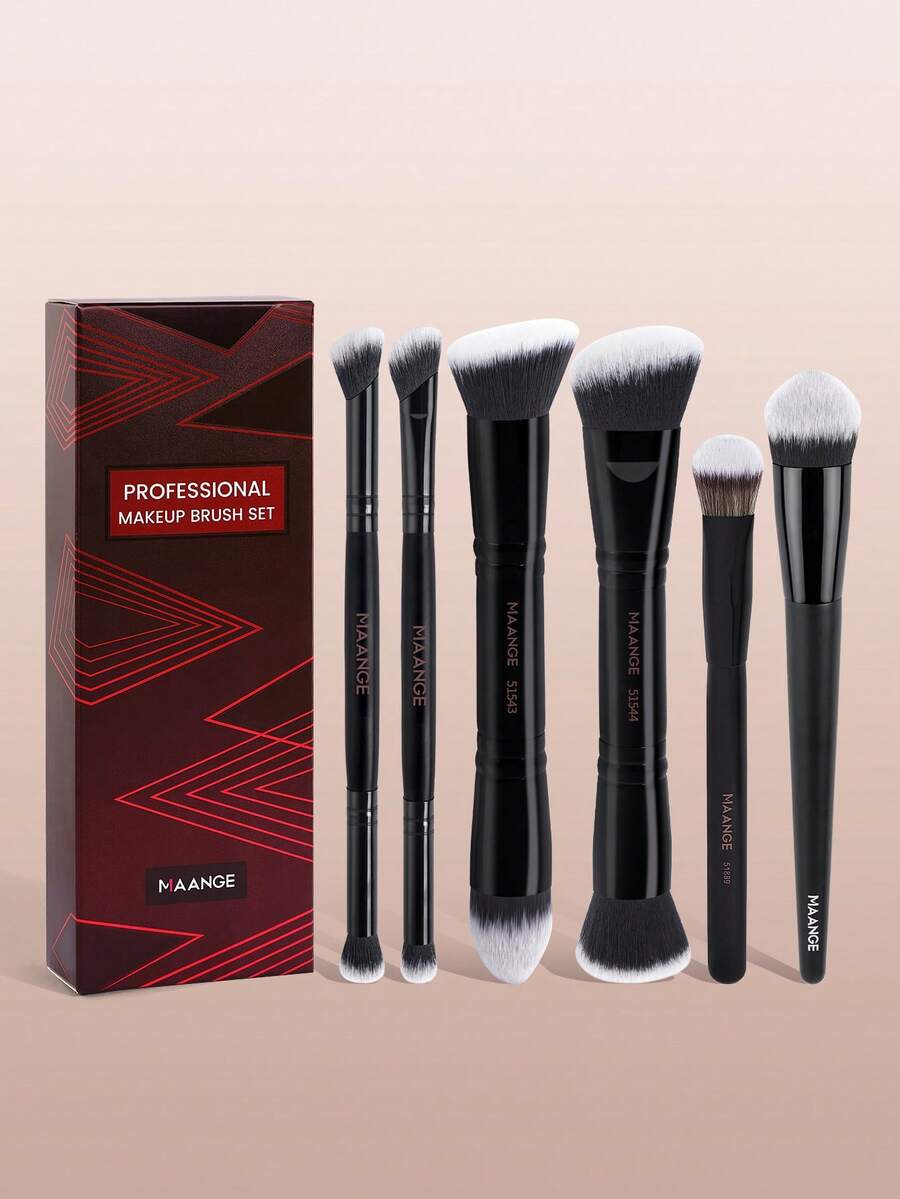 MAANGE 1/2/6pcs Professional Makeup Brush Set, Includes Soft Fingertip Blush Brush, Foundation Brush, Concealer Brush, Eyeshadow Brush, Suitable For Liquid, Cream And Powder Products - Can Be Used For Blending, Polishing And Face Priming, Made Of Soft Fibers, Gentle On Skin, Ideal For Travel, Home Or Outdoor Use, Makes A Great Makeup Accessory Gift For Friends, Can Also Be Used As Foundation Brush, Concealer Brush, Blush Brush, Contour Brush, Bronzer Brush, Powder Brush, Etc.