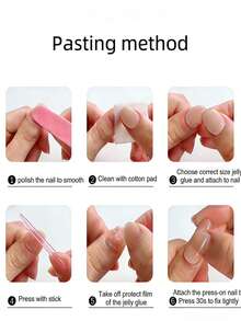 10片手工制作的杏仁形按压式假指甲（可佩戴），既是美甲用品又是装饰品。这些精美的指甲采用粉色渐变水洗设计，点缀着金箔片、珠光细闪和鸽血红宝石。它们可以修饰手型，提亮手部轮廓。套装包含使用工具，包括果冻胶和指甲锉，指甲可重复使用，且易于快速卸除。 - 粉色 - 查看 5