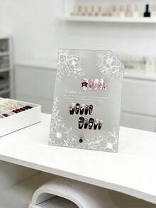 1pc Transparent Acrylic Floral Pattern Fake Nail Art Display Board, Nail Art Photography Prop Background, Creative Butterfly Design Nail Sample Display Rack - Multicolor - View 1