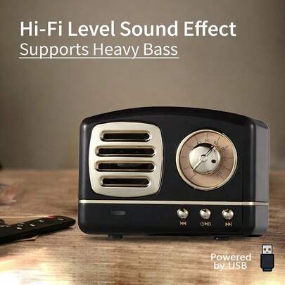 HYUNDAI Altavoz mini portátil retro y vintage M11, compacto y portátil, compatible con varios dispositivos, conexión de audio para computadora, alta calidad de sonido de alta fidelidad, graves potentes, reproducción de tarjeta TF y USB