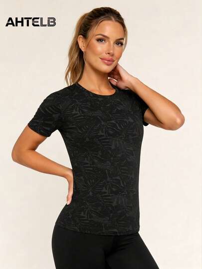 AHTELB 女士速干网眼T恤，速干运动上衣，透气短袖健身上衣，健身房运动服，女士运动服，夏季女装，女士T恤，女士健身服，健身上衣，运动上衣，送给朋友、妻子、女朋友