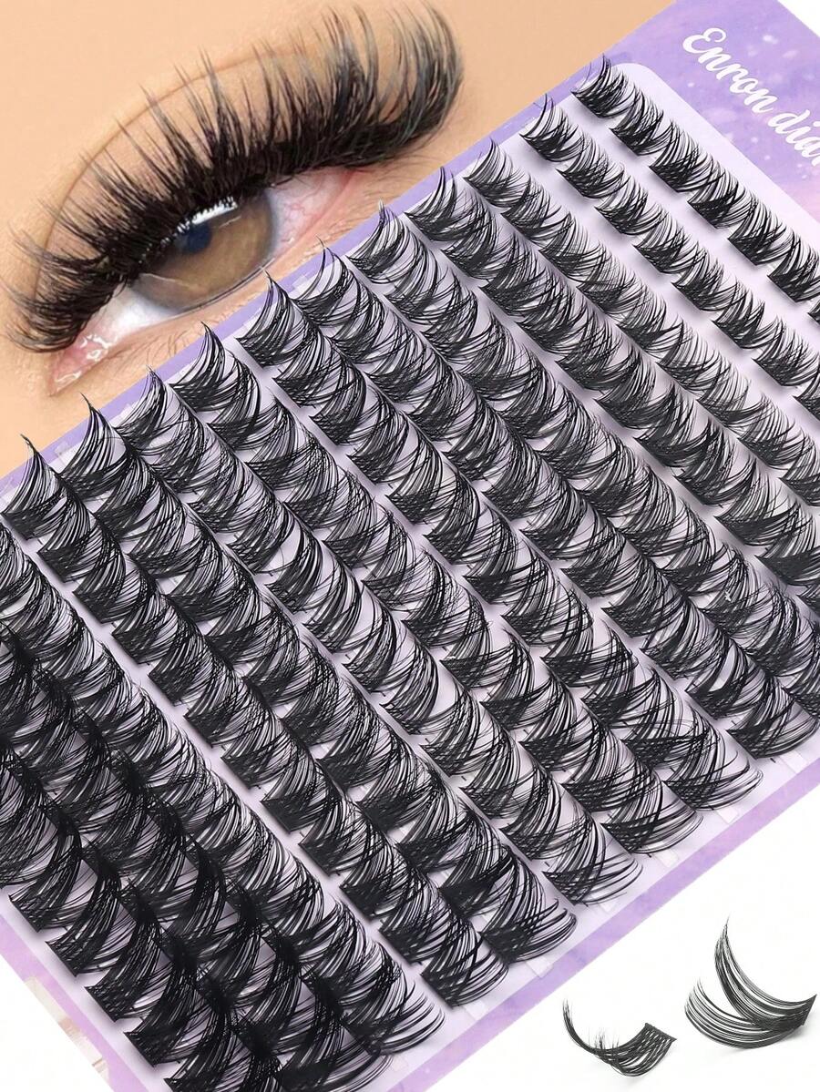 168pcs Faux Mink Lash Clusters, DIY Eyelash Extension - Premium D-Curl Fluffy & Natural Lash Clusters, Reusable, Lightweight & Easy To Wear, Suitable For Beginners, Daily Wear, Weddings, Dates, Parties, Holidays - Great For Christmas/Halloween/Gift Lash Set - D - View 1