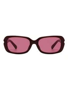 1 Pair Women's Jujube Red Cat Eye PC Frame Glasses, Simple Solid Color Retro Style, Suitable For Casual Outfits, Street Fashion, Travel & Vacation - 紫紅色 - 查看 3