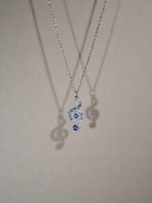 2026 New | Best Seller | Women's Silver Treble Clef Rhinestone Musical Note Necklace With Elegant Silver Chain, Creating A Delicate And Charming Appearance. - Note - View 5