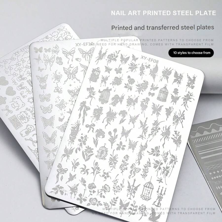 Khuôn dập móng nghệ thuật mới, họa tiết ren Pháp rỗng, in hình lá tre, khuôn dập chuyển hình ảnh lên móng, dụng cụ thiết yếu cho kỹ thuật viên làm móng, tiệm nail, điểm nhấn cho các bữa tiệc. - Nhiều màu - Xem 1