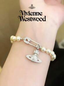 Vivienne Westwood Lucrece Collection Pin Saturn Pearl Bracelet Silver Tone, Brass - 銀色 - 查看 4