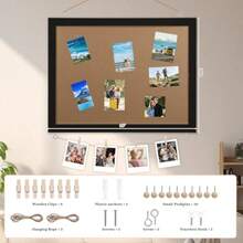 16 X 12 Cork Board For Walls Bulletin Board Picture Display Corkboards For Office Pin Boards For Walls Compatible With Home Office Bedroom Decor Black - Black - View 2