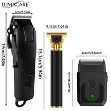 Bộ dụng cụ chăm sóc cá nhân 3 trong 1 dành cho nam giới, sạc điện, bao gồm máy cắt tóc, máy cạo râu và máy tỉa râu, bộ sản phẩm chăm sóc cá nhân chất lượng cao dành cho nam giới, sạc USB, màn hình hiển thị kỹ thuật số LED - Món quà Giáng sinh sang trọng. - màu đen - Xem 3