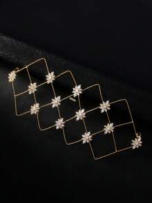 1个镂空面具，独特设计，时尚T台妆容舞会派对配饰 - 金色 - 查看 4