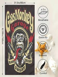 Gas Monkey Garage 沙滩巾 - 速干超强吸水超细纤维泳巾，动漫风格设计，游泳、露营、旅行的理想之选 - 现代涤纶面料，露营装备 | 动漫风格设计 | 耐用面料 - 多色 - 查看 13