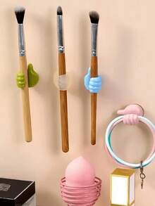 50/30/10pcs Thumb Clips, Cartoon Hand Shaped Sticky Clips, Cable Organizers, Finger Clips, Silicone Charging Cable Organizers, Phone And Data Cable Management Hooks, Multi-Functional Cable Fixers, Battery-Free Cable Organizer Accessories, Sticky Hooks, Towel Racks, Bedroom Wall Decor - Multicolor - View 8
