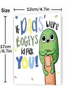 1pc, Funny "If Dads Were Bogeys I'd Pick You!" Father's Day Card. Includes Envelope, Premium Matte Paper. Playful Cartoon Bogey On Finger Design. Perfect For Dads-The Ideal Humorous Greeting Card For Fathers (12cm/4.7in X 17cm/6.7in) - Red Envelope - View 2