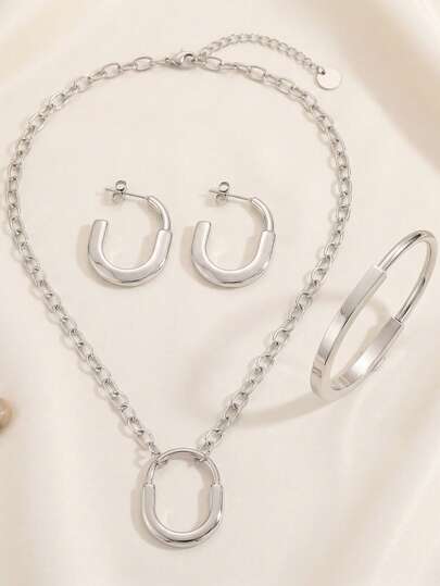 Camhanno 4/2/1 Stück luxuriöser zierlicher Edelstahl Schmuckset, Muss-haben für gehobenen Alltagsstil und Partykleidung, Premium 3-teiliges Set Qualität garantiert Komfort und Haltbarkeit, perfektes Geschenk für Liebste zu Jahrestagen, verleiht minimalistischen Outfits eine sanfte Akzentuierung