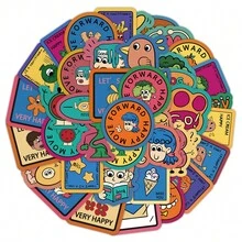 60PCS Funny And Creative Stickers DIY Decorative Decals Phone Case Laptop Diary Guitar Cups Stationery Waterproof Stickers - Multicolor - View 2