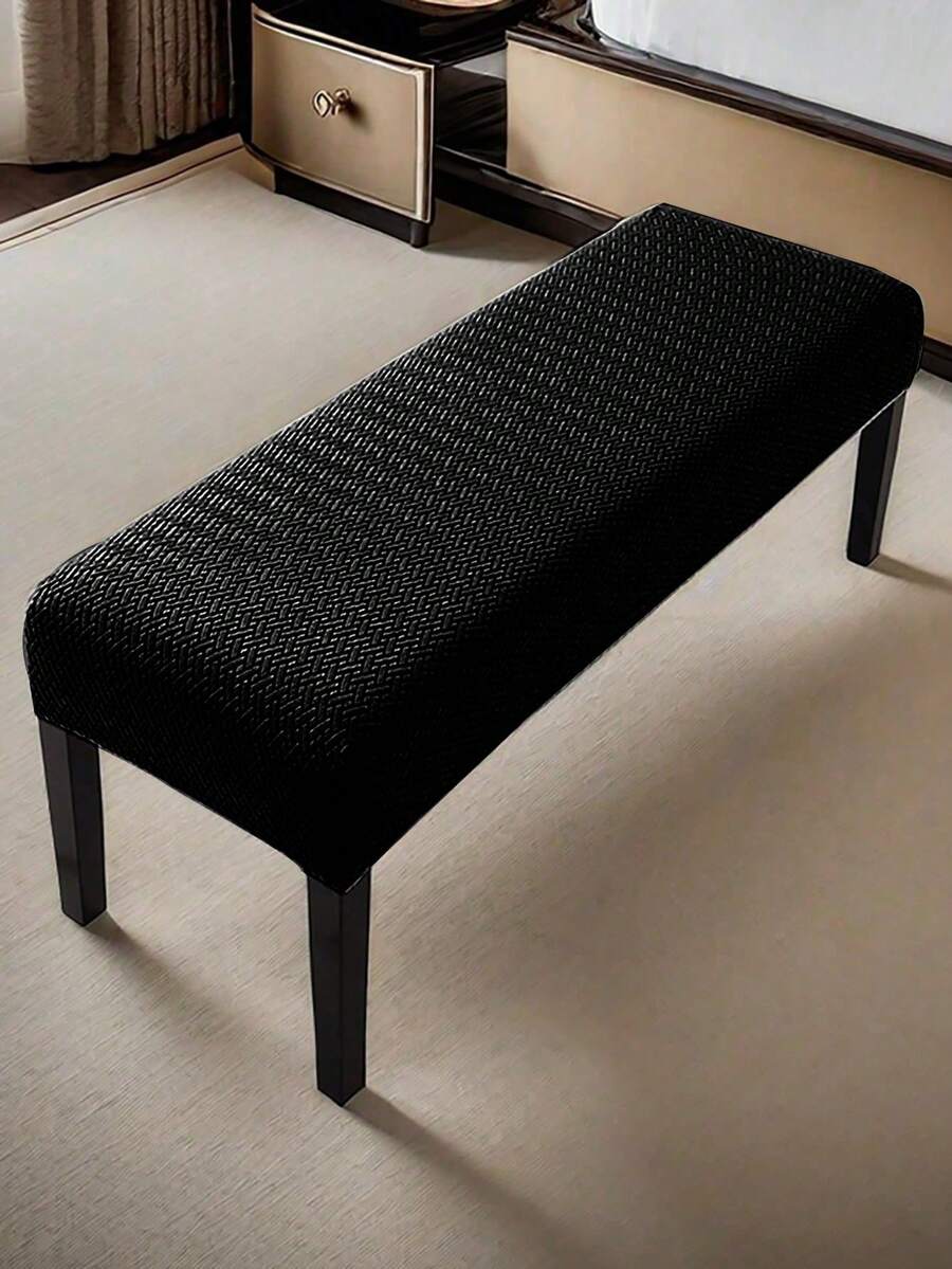 1 Tấm phủ ghế dài họa tiết trừu tượng, vải jacquard co giãn, phong cách tối giản hiện đại, dày và dài, bền và chống bám bẩn, chống mèo, thích hợp cho nhà ở, văn phòng, ghế dài, ghế đàn piano, ghế ngồi, v.v. - màu đen - Xem 1