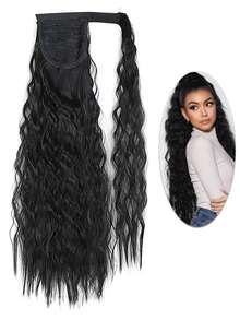 Accesorio para el cabello de mujer, peluca de cola de caballo sintética ondulada y larga, color marrón oscuro rizado - Multicolor - Ver 9