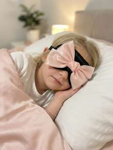 1pc Kids/Teens Pink Oversized Bow Sleep Eye Mask, Eye Protection Sleeping Mask For Nap, Travel, Blocking Light - Hitam - View 5