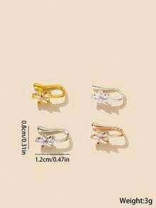 4pcs/Set Fashionable Copper Inlaid Cubic Zirconia 5-Petal Flower Nose Clip Nose Ring, Charming Accessory For Women, Suitable For Nightclub, Party, Birthday Gift [Please Note Some Items Are Sold Separately] - Multicolor - View 7