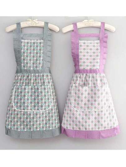 Tạp dề nhà bếp đơn giản và tươi mới, chống bám bẩn và mài mòn, chất liệu vải canvas thoáng khí, kiểu dáng quần áo lao động mới, tạp dề nấu ăn kiểu Hàn Quốc.