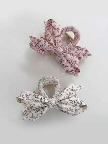 1pc New Floral Fabric Bow Hair Clip, Retro Countryside Style Bow Clip For Elegant Elegant, Large Size Claw Clip Summer Outfits Hair Clips Beach Accessories Beach Hair Claws - Multicolor - View 2