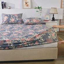 3件套100%涤纶磨毛玫瑰印花床笠套装[1个床笠+2个枕套]，适用于卧室，四季皆宜。 - 薔薇 - 查看 5