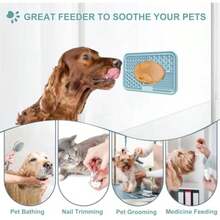 Licking Mat For Dogs And Cats With Suction Cups 1 Pack Dog Slow Feeder Lick Pat For Anxiety Relief Dog Toys Feeding Mat For Butter Yogurt Peanut Pets Grooming Bathing Training Mat - 青色 - 查看 5