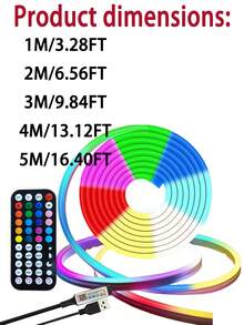1pc Flexible RGB LED Neon Light Strip With Remote Control, Smart Lighting Modes, USB Powered, Length Options From 1m To 5m, Multi-Color Lighting For Christmas, Valentine's Day, Birthday Party Decoration, Suitable For Living Room, Bedroom And More - Multi-color light - View 12
