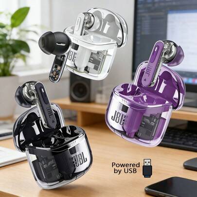 JBL Auriculares inalámbricos Bluetooth TUNE FLEX2, intrauriculares transparentes de verdad, cancelación activa de ruido, para juegos, mini auriculares mejorados, regalo para hombres y mujeres