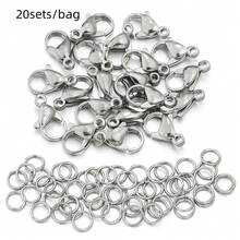 Bộ 20 món (20 móc cài hình càng cua, 40 khoen nối kín) bằng thép không gỉ, phụ kiện trang sức thời trang, không gây dị ứng và chống gỉ, bộ phụ kiện tự làm trang sức. - Bộ phụ kiện - Xem 12