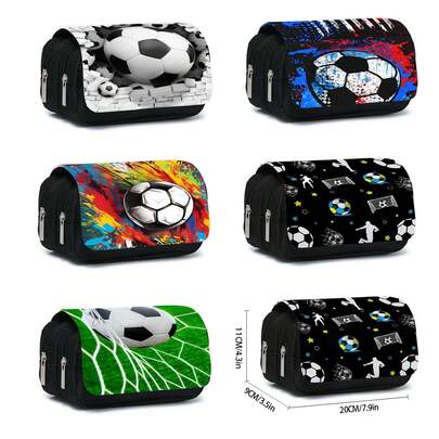 1 hộp đựng bút hình quả bóng đá hai lớp, túi đựng bút bằng polyester nắp gập dung tích lớn, túi đựng văn phòng phẩm cho học sinh, hộp đựng bút chì, thích hợp để đựng đồ dùng học tập và văn phòng phẩm, túi đựng bút hai lớp dung tích lớn, túi đựng bút bằng polyester có nắp gập, túi đựng văn phòng phẩm cho học sinh, túi đựng bút chì.