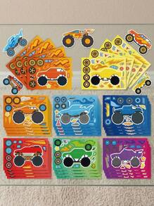 8/16 miếng dán ghép hình xe đua, nhãn dán thủ công có thể thay đổi tự làm, túi quà tặng tiệc ngày lễ, sách dán nhãn, quà tặng sinh nhật - Nhiều màu - Xem 2