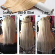 Blond Bleach Blond Färg 613 Tape In Hårförlängningar Äkta Hår 40g 20st Skin Weft Tape Fäst Sömlös Återanvändbar Strand - S613 - Visa 3